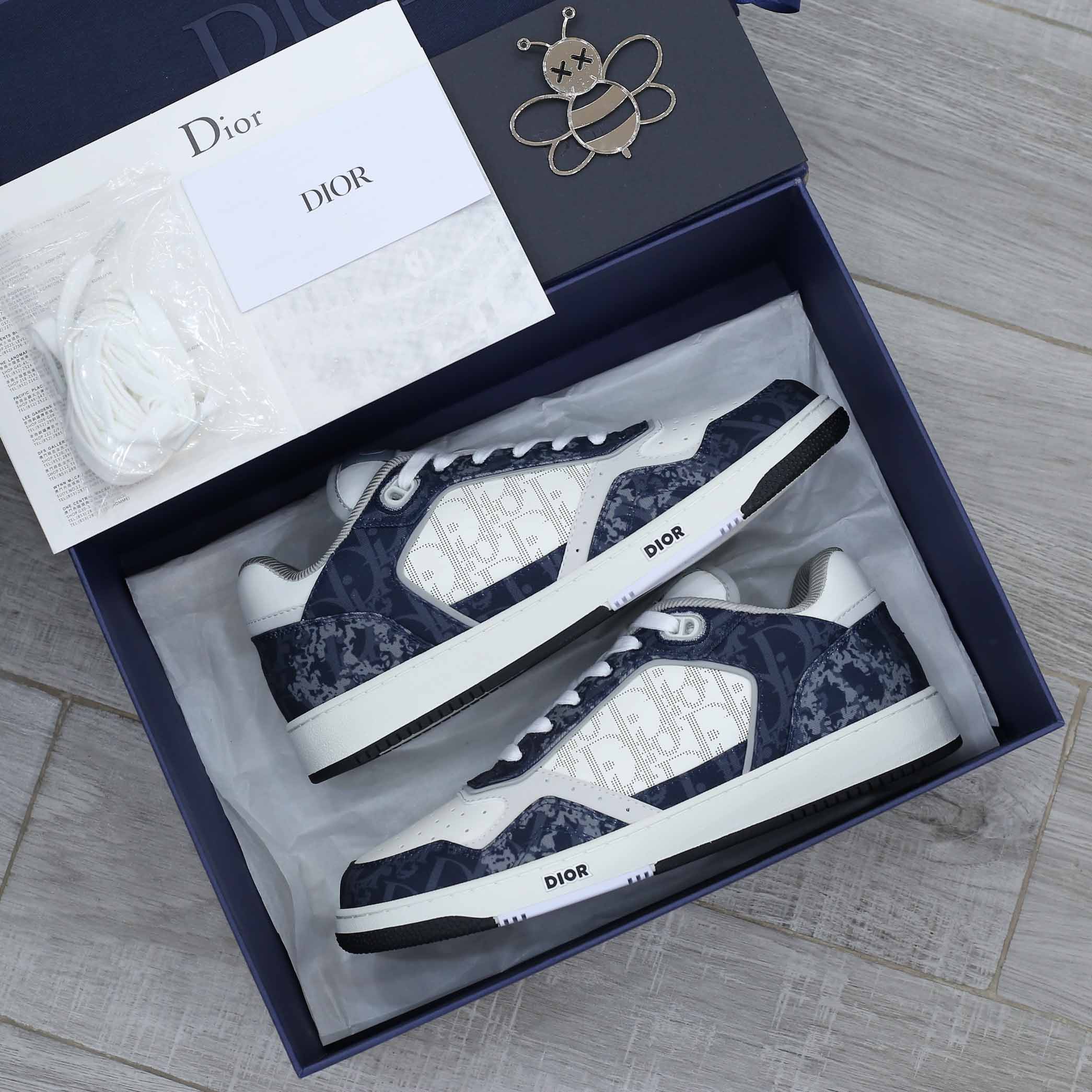 Giày Dior B27 Low Denim Blue White Dior Tears Oblique Galaxy Leather Like Auth