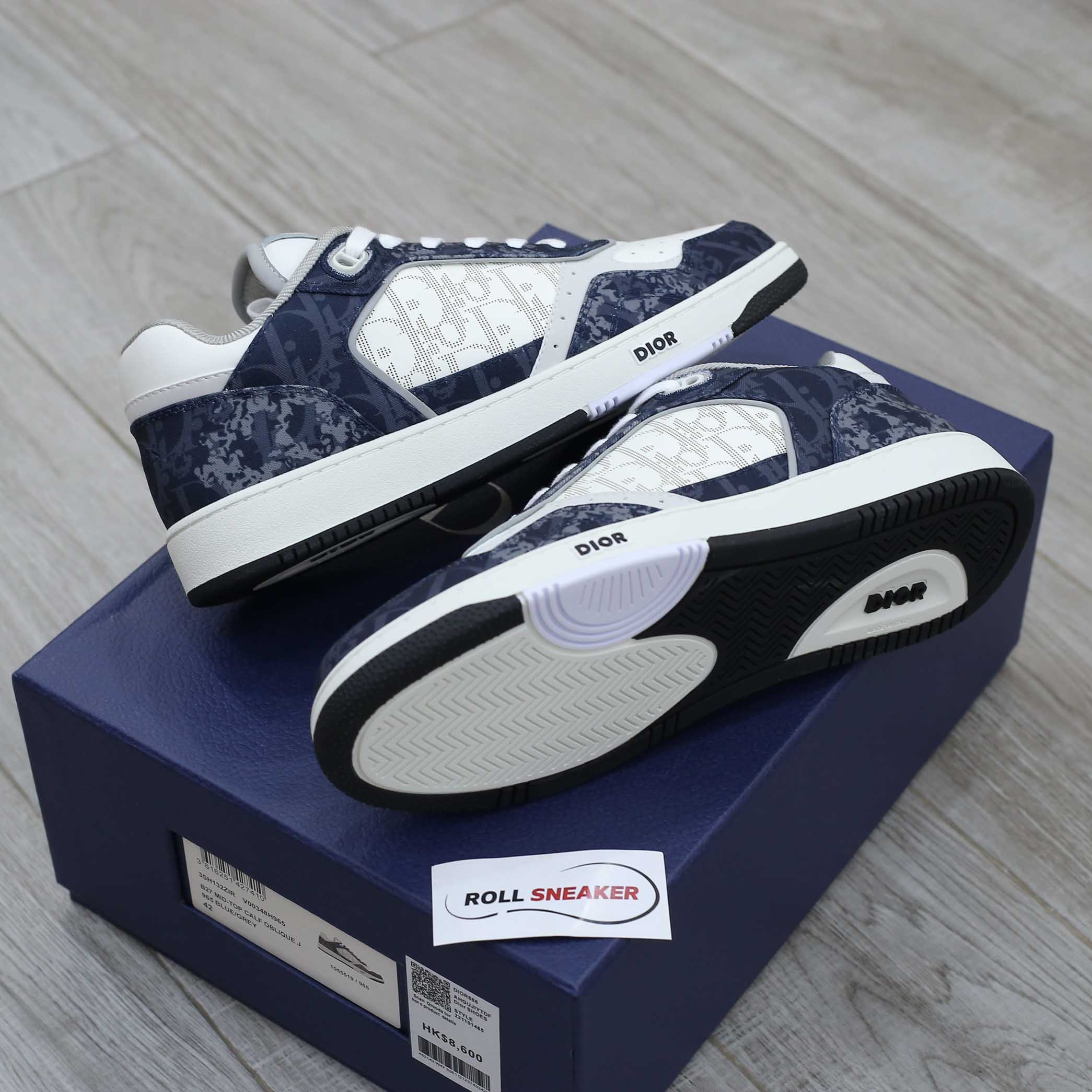 Giày Dior B27 Low Denim Blue White Dior Tears Oblique Galaxy Leather Like Auth