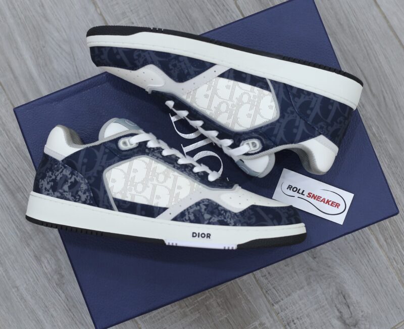 Giày Dior B27 Low Denim Blue White Dior Tears Oblique Galaxy Leather Like Auth
