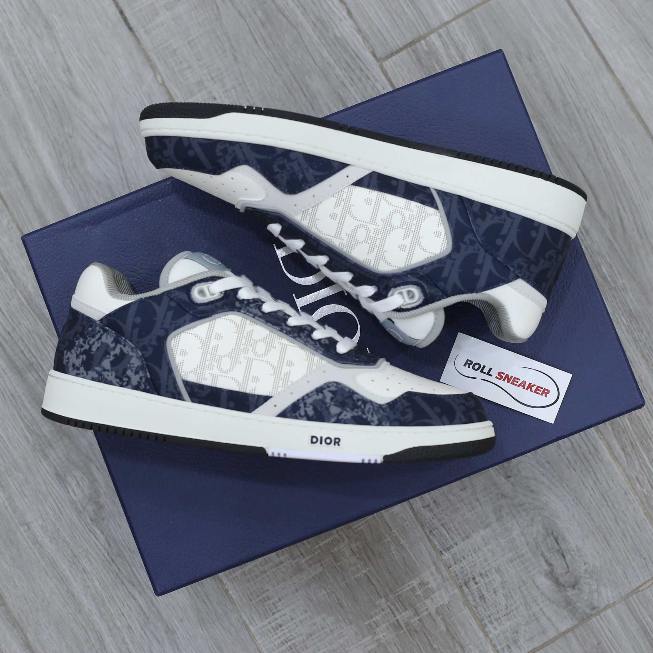 Giày Dior B27 Low Denim Blue White Dior Tears Oblique Galaxy Leather Like Auth
