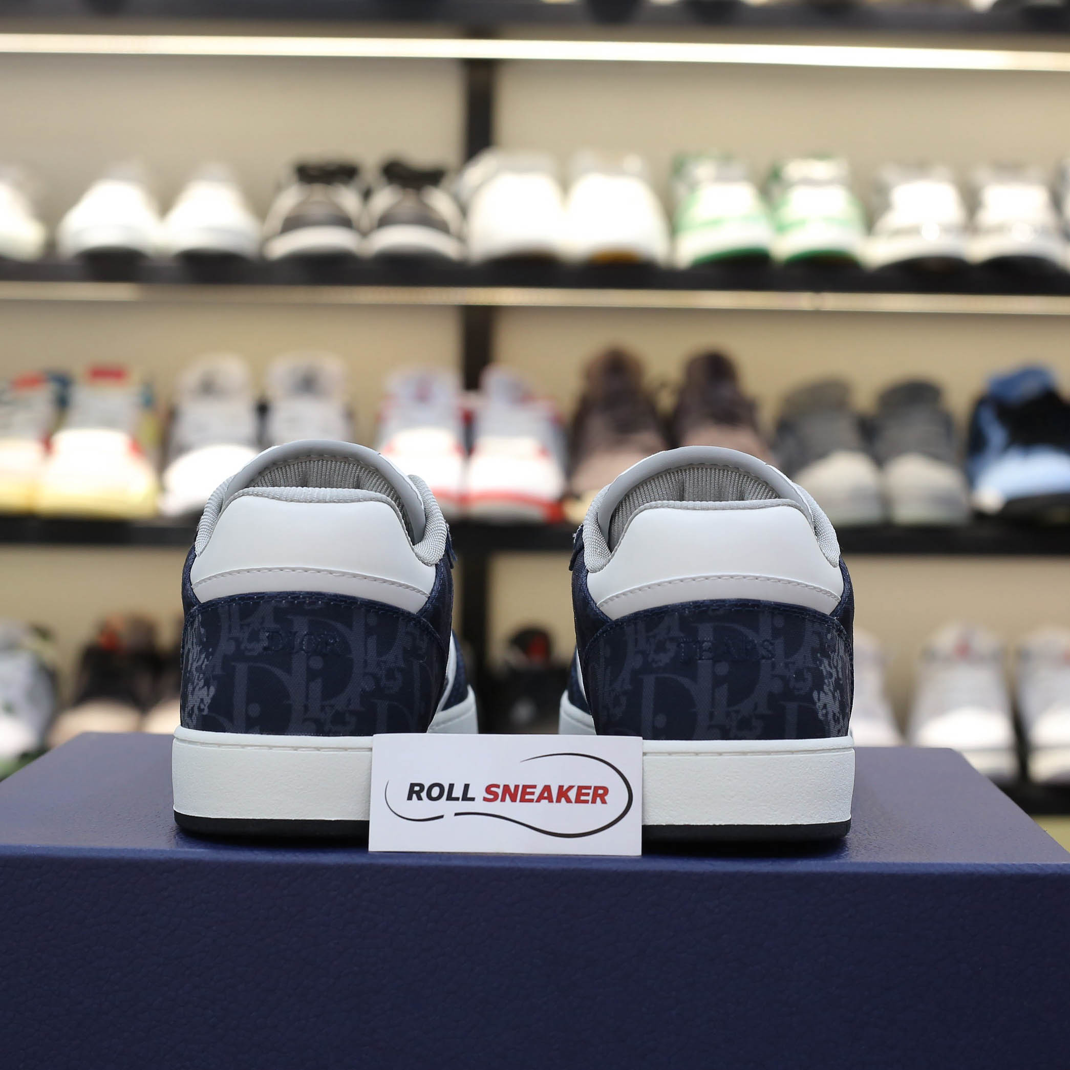 Giày Dior B27 Low Denim Blue White Dior Tears Oblique Galaxy Leather Like Auth