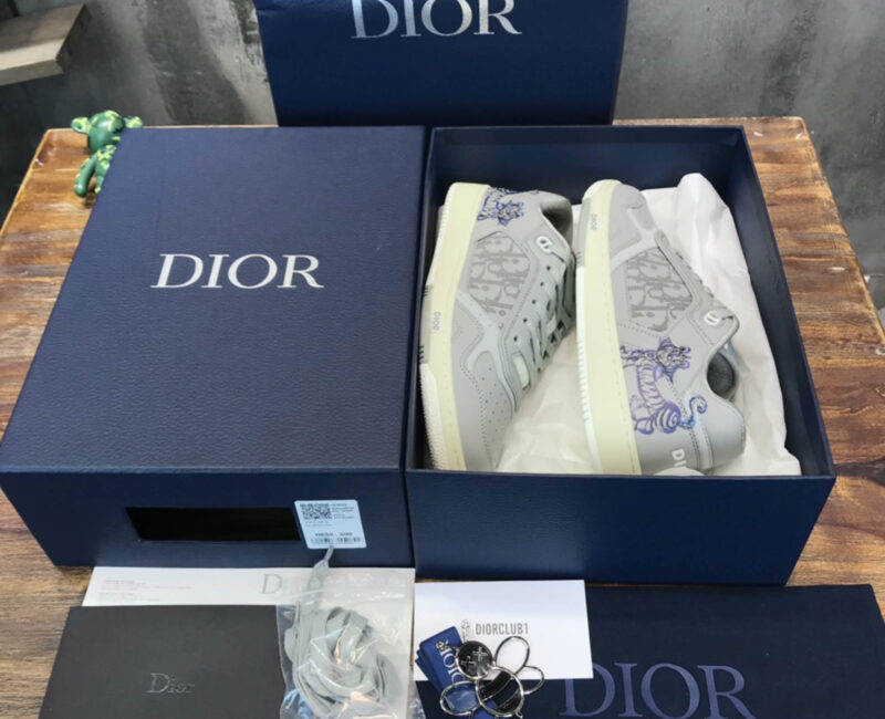 Giày Dior B27 Low Kenny Scharf Blue Tiger Print Like Auth
