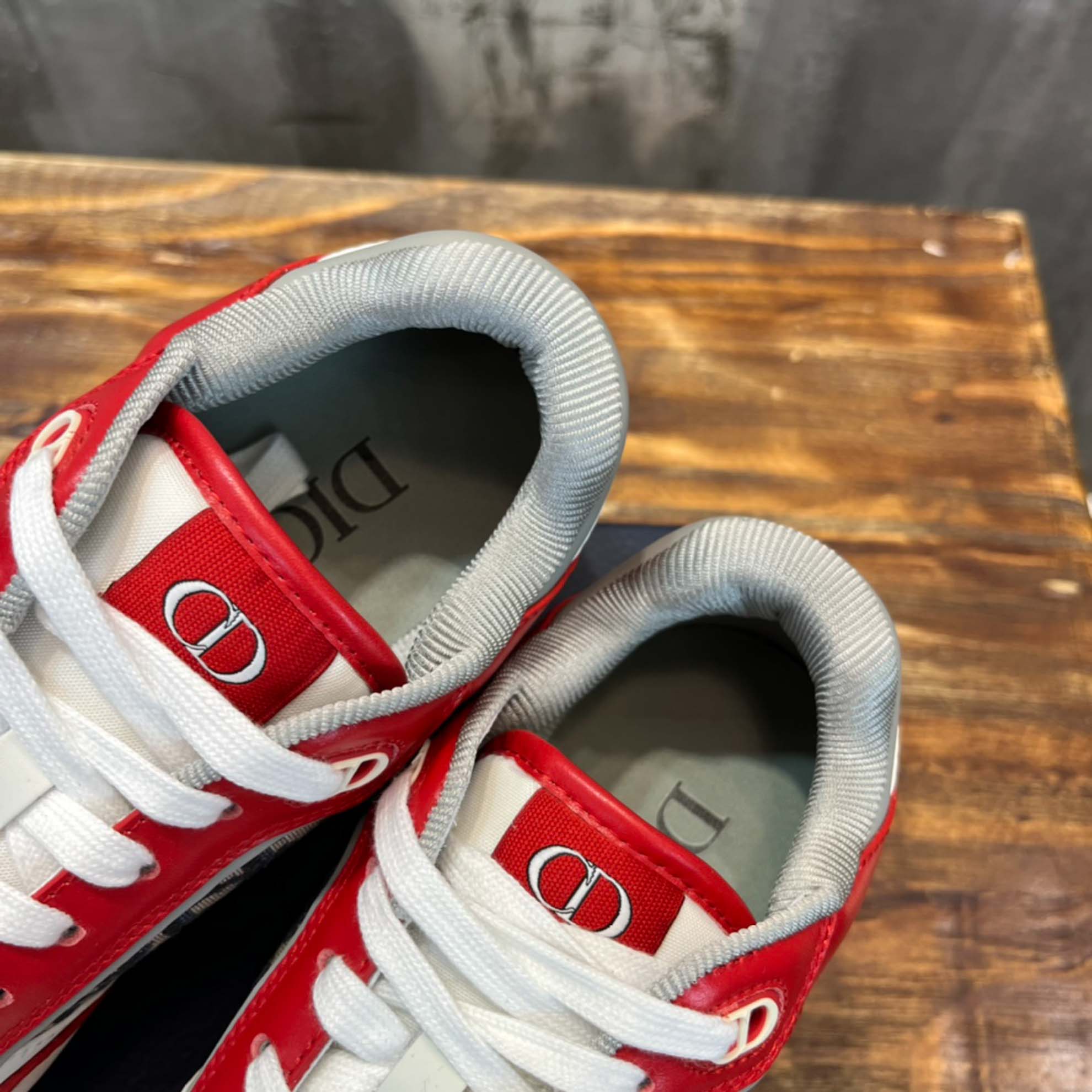 Giày Dior B27 Low Red Grey Dior Oblique Jacquard Like Auth