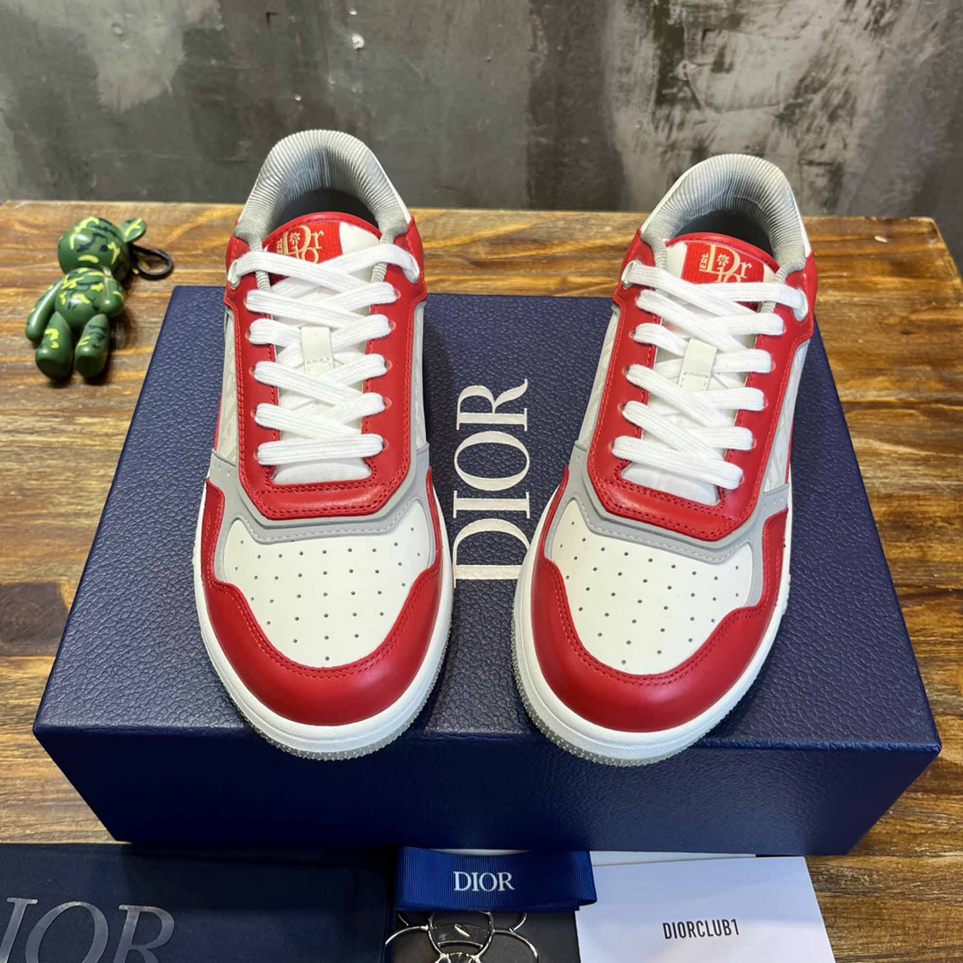 Giày Dior B27 Low Red White Dior Oblique Galaxy Leather with Rabbit Motif Like Auth