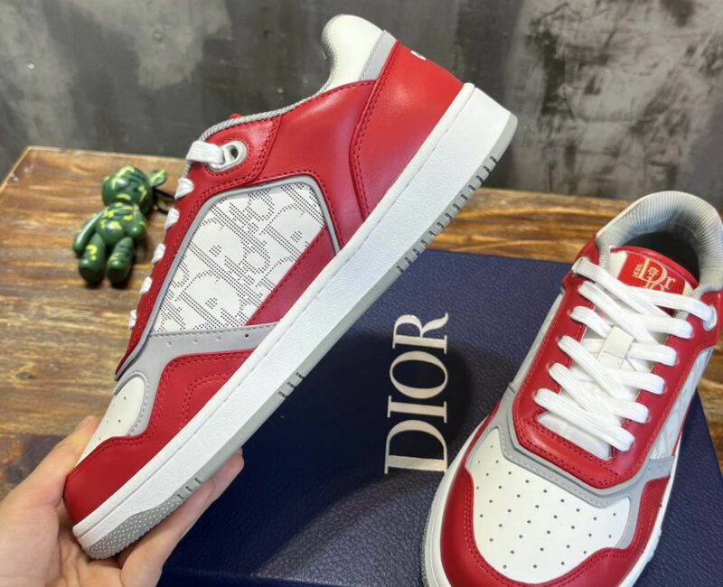Giày Dior B27 Low Red White Dior Oblique Galaxy Leather with Rabbit Motif Like Auth