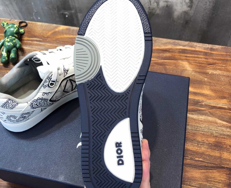 Giày Dior B27 Low White Navy Blue CD Paisley White Dior Oblique Like Auth