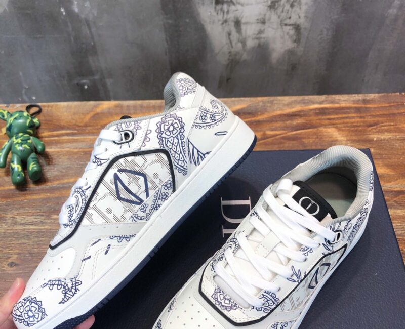 Giày Dior B27 Low White Navy Blue CD Paisley White Dior Oblique Like Auth