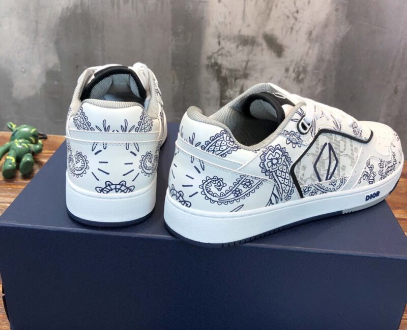 Giày Dior B27 Low White Navy Blue CD Paisley White Dior Oblique Like Auth