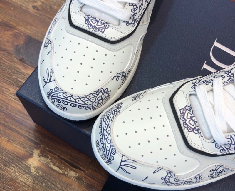 Giày Dior B27 Low White Navy Blue CD Paisley White Dior Oblique Like Auth