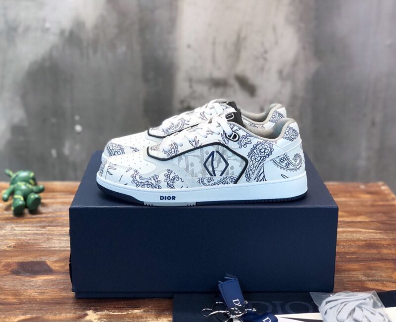 Giày Dior B27 Low White Navy Blue CD Paisley White Dior Oblique Like Auth