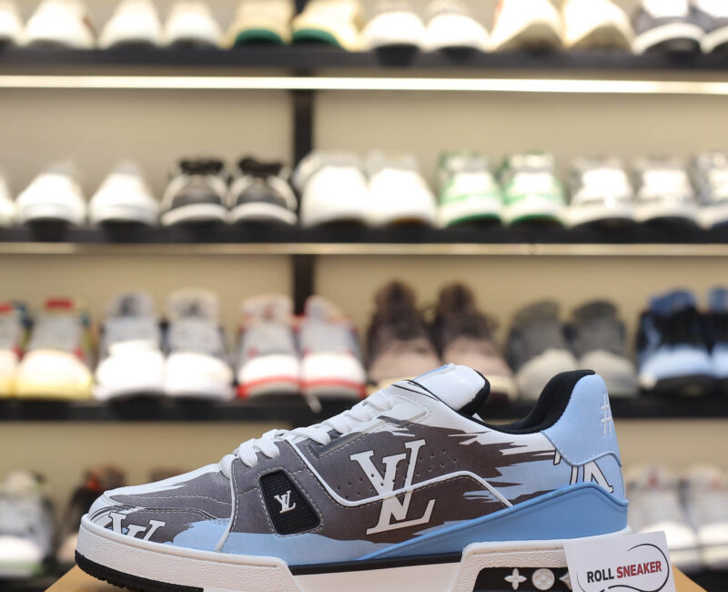 Giày Louis Vuitton LV Trainer#54 Graphic Print White Black Blue