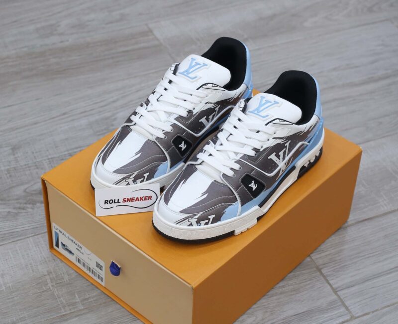 Giày Louis Vuitton LV Trainer#54 Graphic Print White Black Blue
