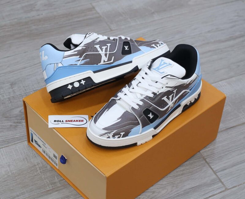 Giày Louis Vuitton LV Trainer#54 Graphic Print White Black Blue