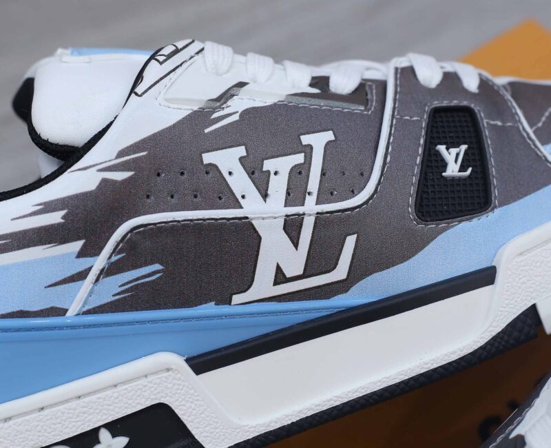 Giày Louis Vuitton LV Trainer#54 Graphic Print White Black Blue