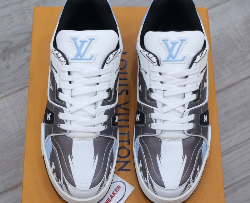 Giày Louis Vuitton LV Trainer#54 Graphic Print White Black Blue