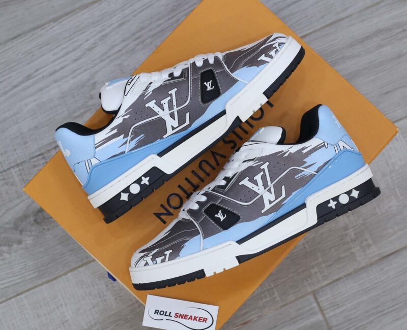 Giày Louis Vuitton LV Trainer#54 Graphic Print White Black Blue
