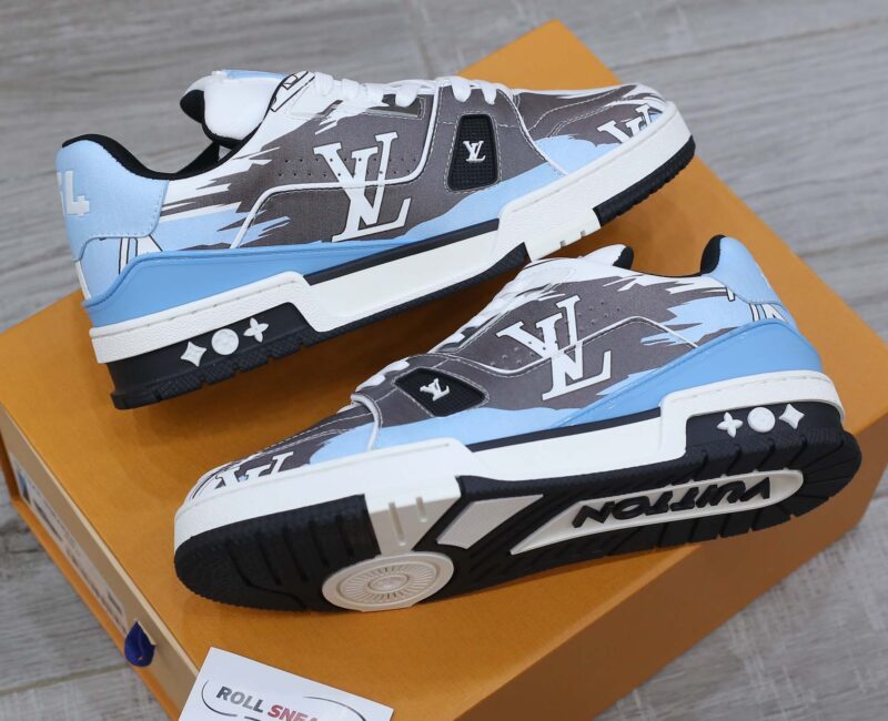 Giày Louis Vuitton LV Trainer#54 Graphic Print White Black Blue