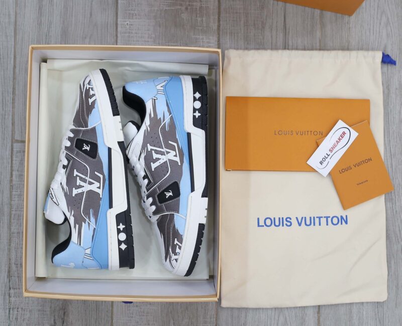 Giày Louis Vuitton LV Trainer#54 Graphic Print White Black Blue