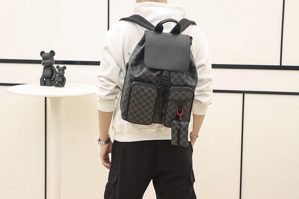 Balo LV Utility Backpack Damier Graphite Canvas Black
