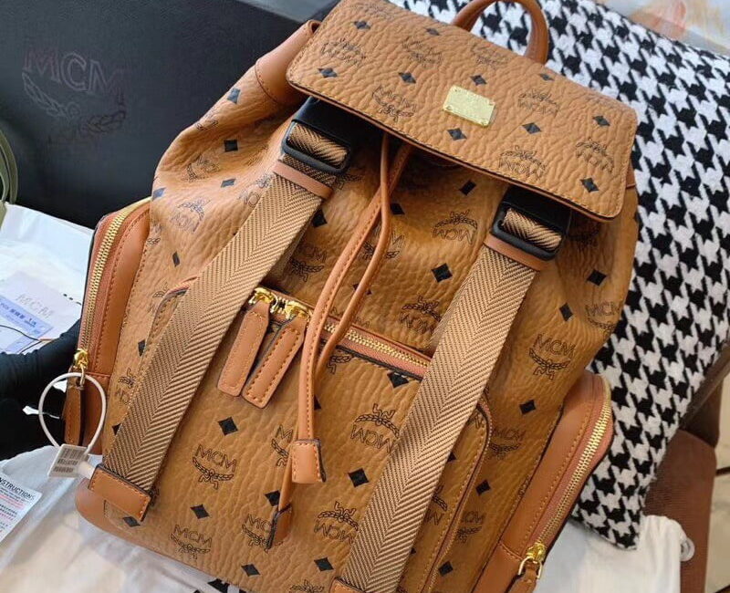 Balo MCM Brandenburg Backpack Visetos Cognac