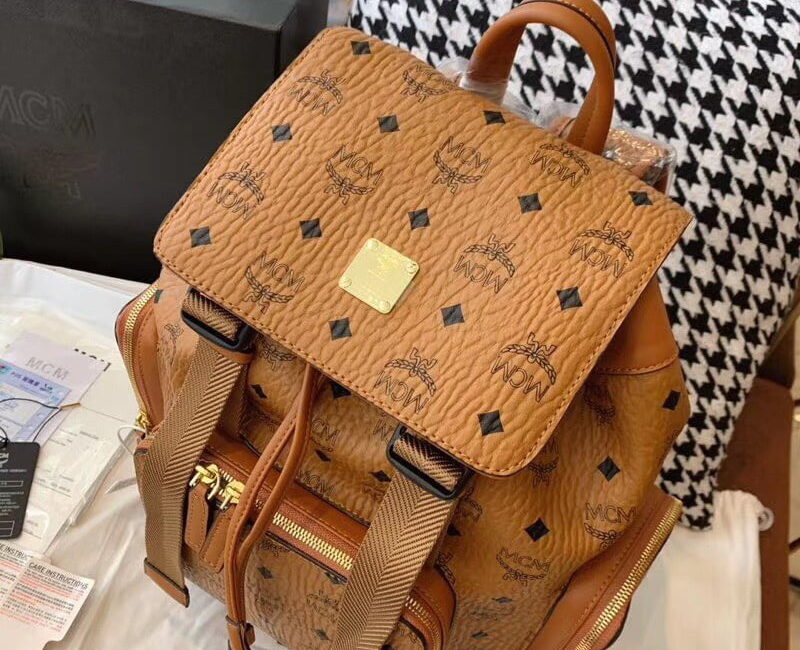 Balo MCM Brandenburg Backpack Visetos Cognac
