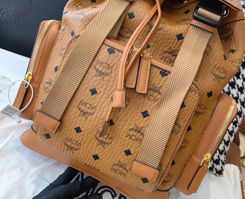 Balo MCM Brandenburg Backpack Visetos Cognac