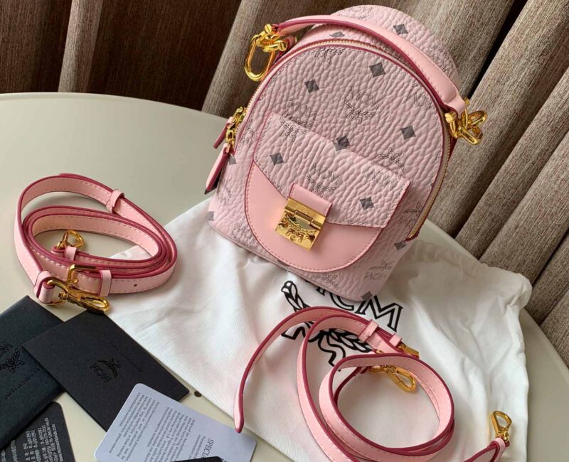 Balo MCM Powder Pink Patricia Visetos Convertible Mini Backpack