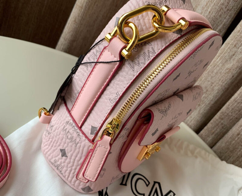 Balo MCM Powder Pink Patricia Visetos Convertible Mini Backpack