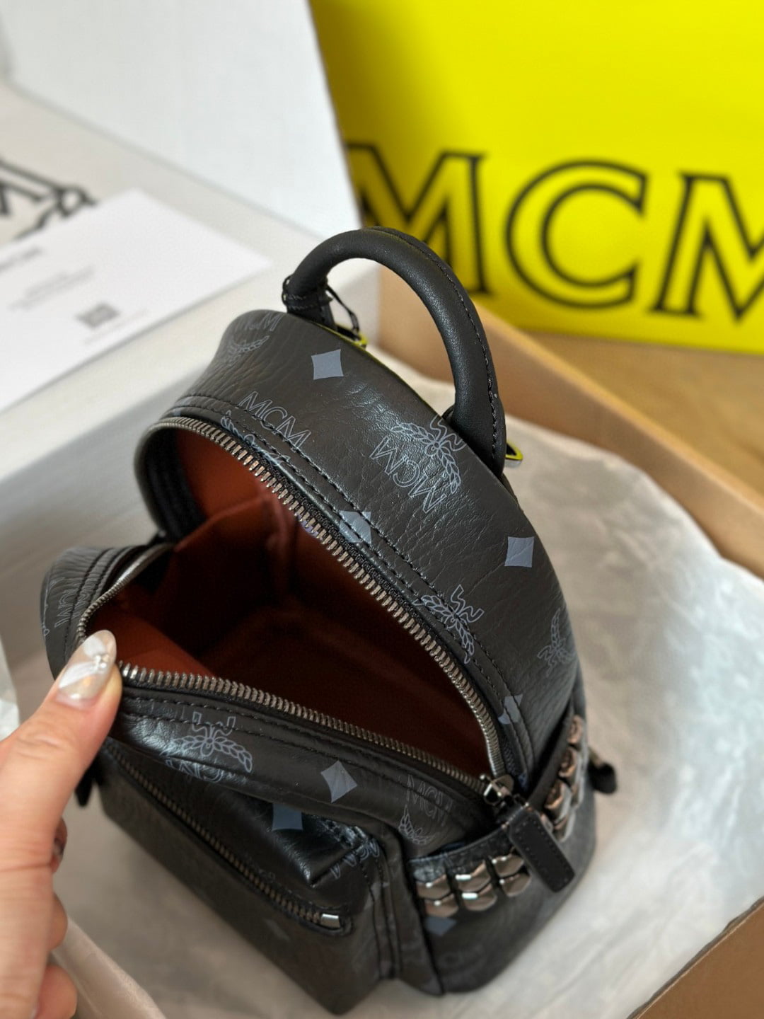 Balo MCM Stark Side Studs in Visetos Black Mini