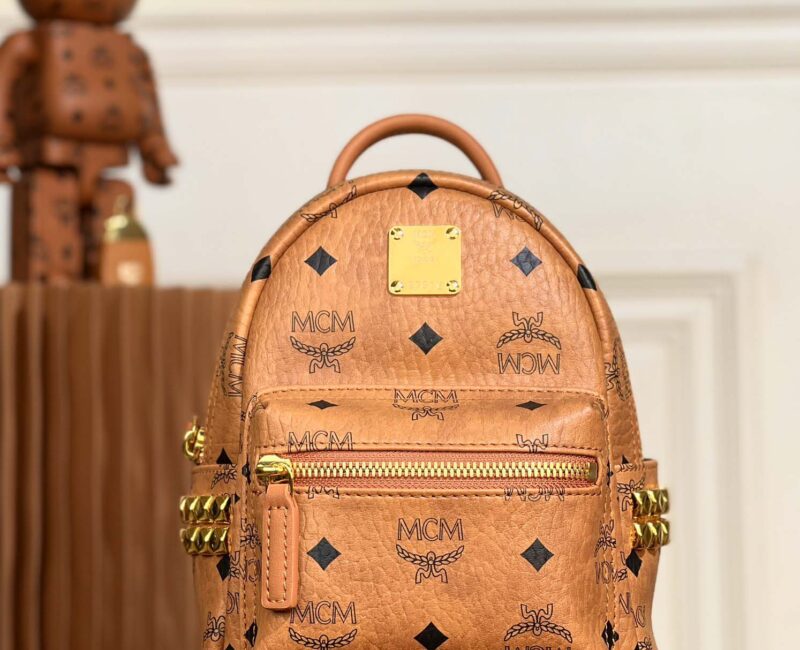 Balo MCM Stark Side Studs Visetos màu Cognac Mini