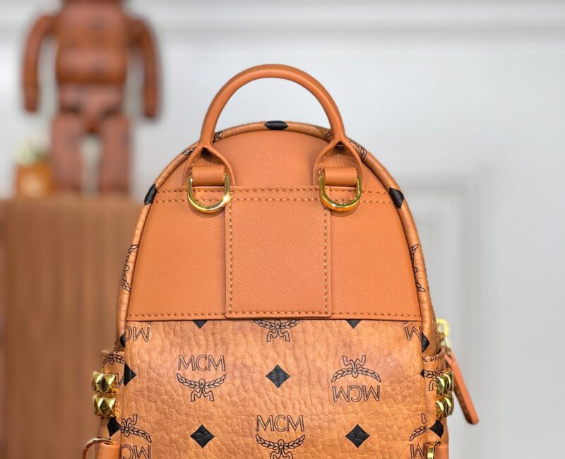 Balo MCM Stark Side Studs Visetos màu Cognac Mini