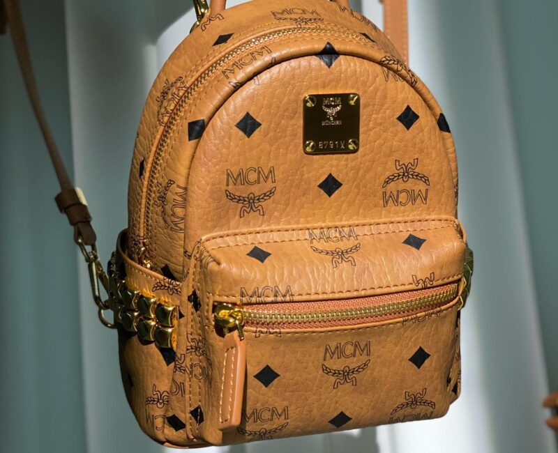 Balo MCM Stark Side Studs Visetos màu Cognac Mini