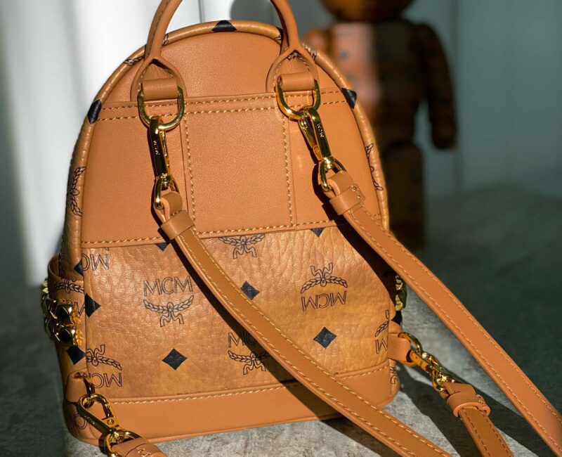 Balo MCM Stark Side Studs Visetos màu Cognac Mini