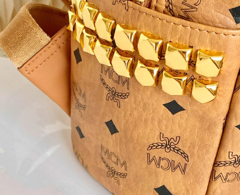 Balo MCM Stark Side Studs Visetos màu Cognac Small