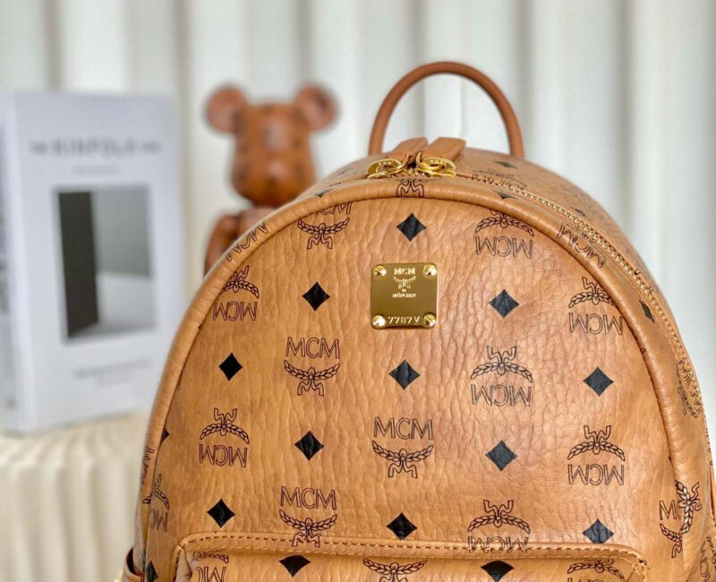 Balo MCM Stark Side Studs Visetos màu Cognac Small
