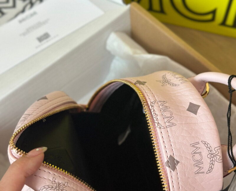 Balo MCM Stark Studs Backpack Visetos Pink Mini