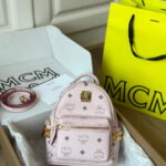 Balo MCM Stark Studs Backpack Visetos Pink Mini
