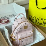 Balo MCM Stark Studs Backpack Visetos Pink Mini