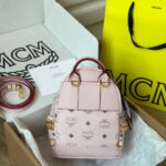 Balo MCM Stark Studs Backpack Visetos Pink Mini