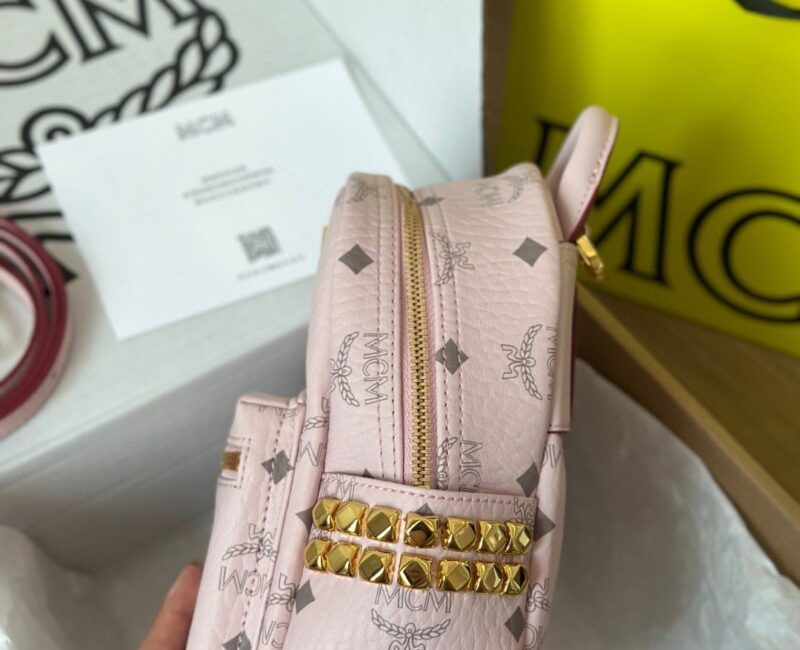 Balo MCM Stark Studs Backpack Visetos Pink Mini