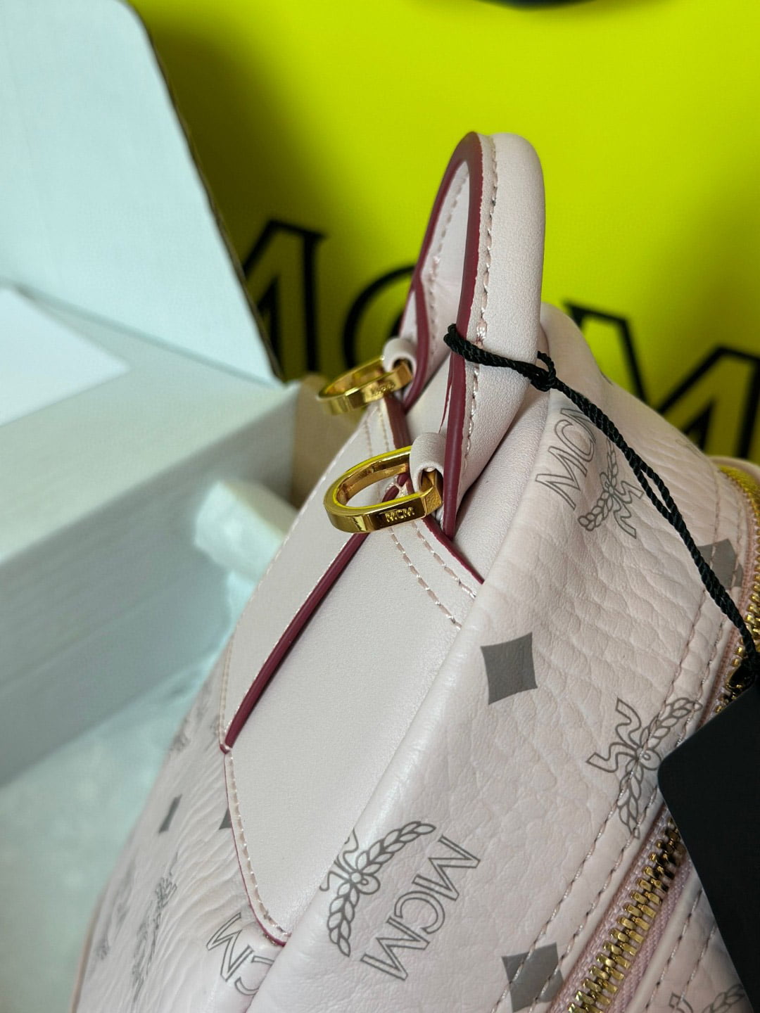 Balo MCM Stark Studs Backpack Visetos Pink Mini