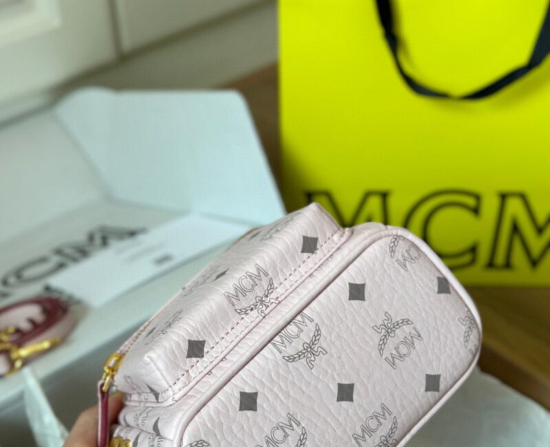 Balo MCM Stark Studs Backpack Visetos Pink Mini