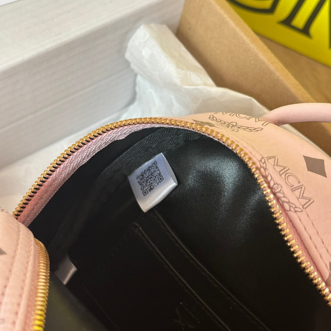 Balo MCM Stark Studs Backpack Visetos Pink Mini