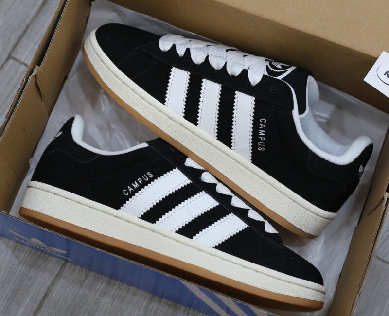 Giày Adidas Campus Black White Gum Like Auth