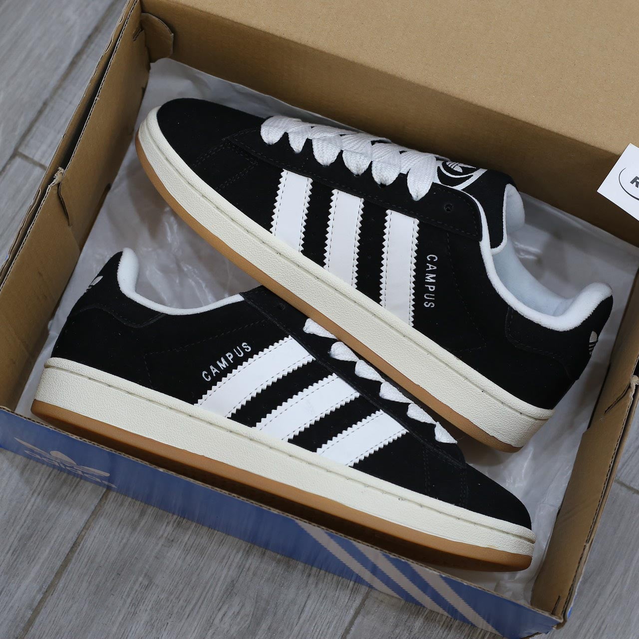 Giày Adidas Campus Black White Gum Like Auth