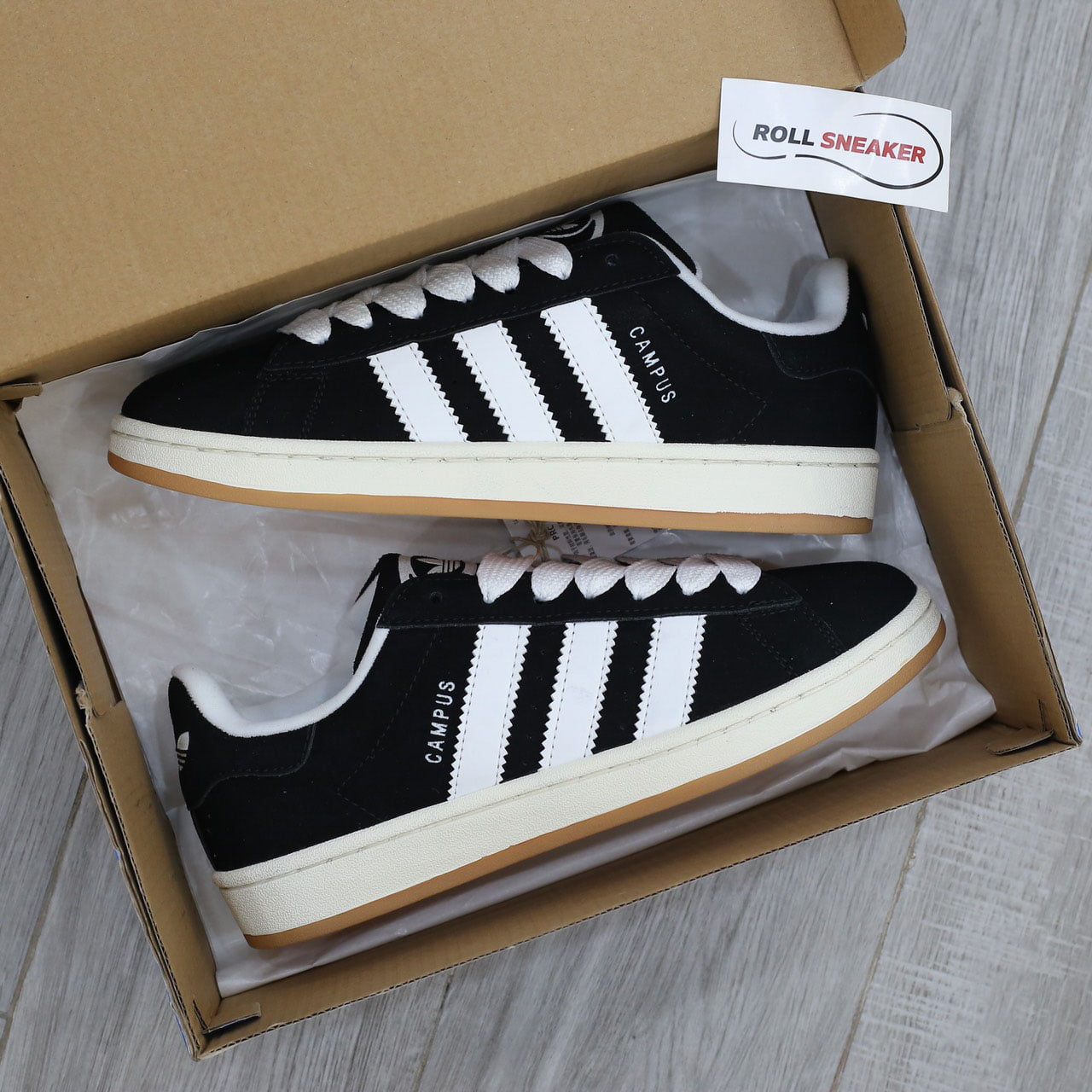 Giày Adidas Campus Black White Gum Like Auth