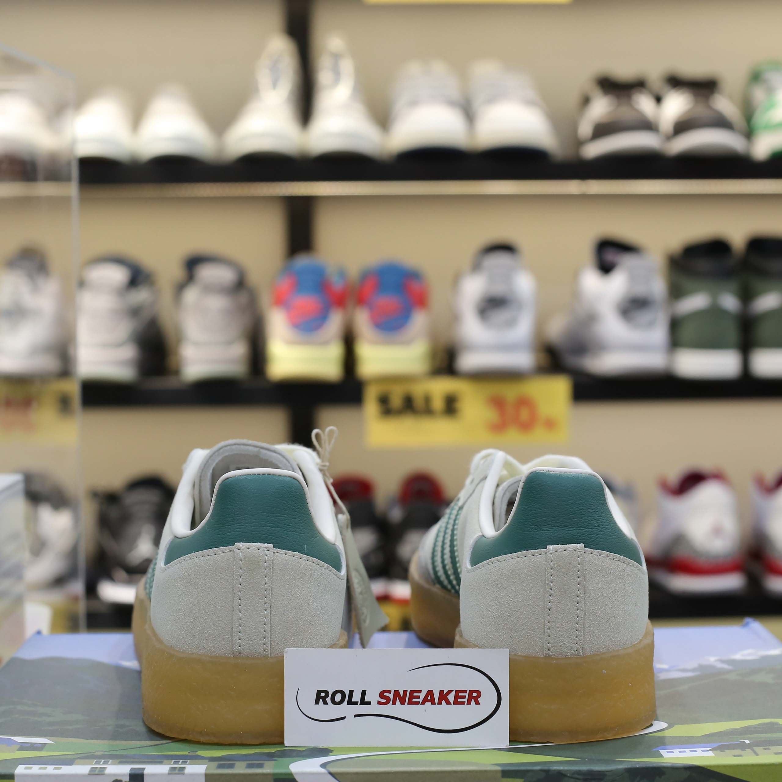 Giày Adidas Clarks 8th Street Samba by Ronnie Fieg Chalk White Green Like Auth