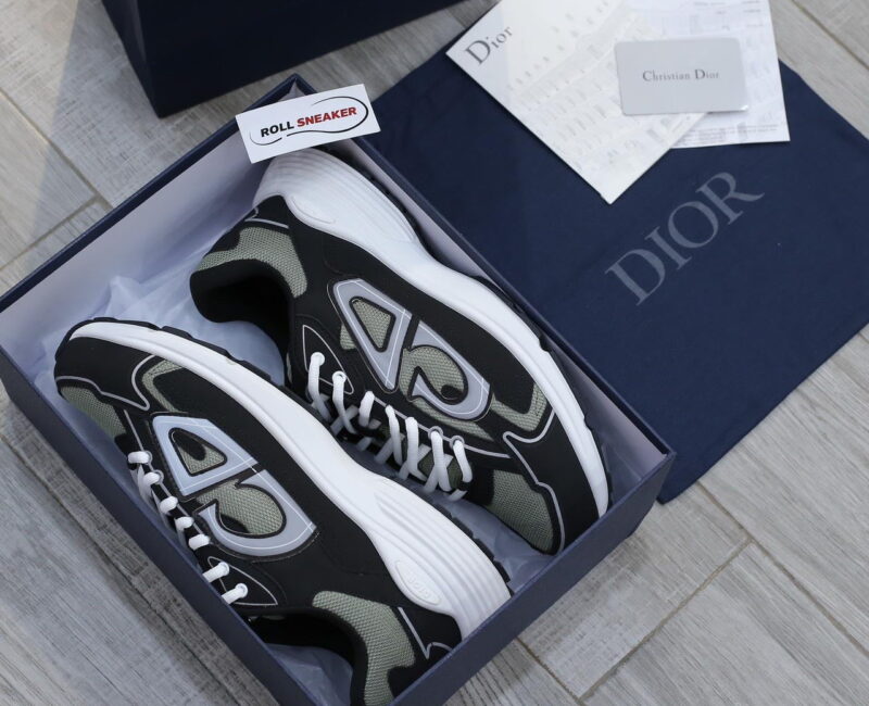 Giày Dior B30 Sneaker Deep Green Mesh and Black Technical Fabric Like Auth