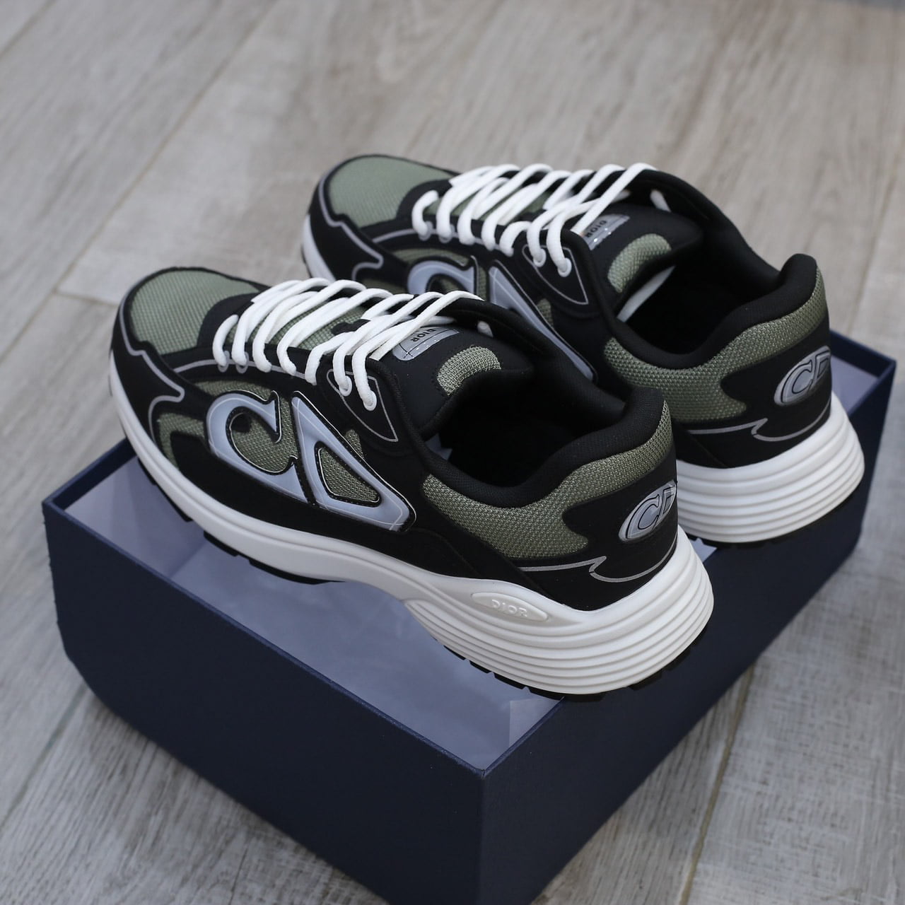 Giày Dior B30 Sneaker Deep Green Mesh and Black Technical Fabric Like Auth