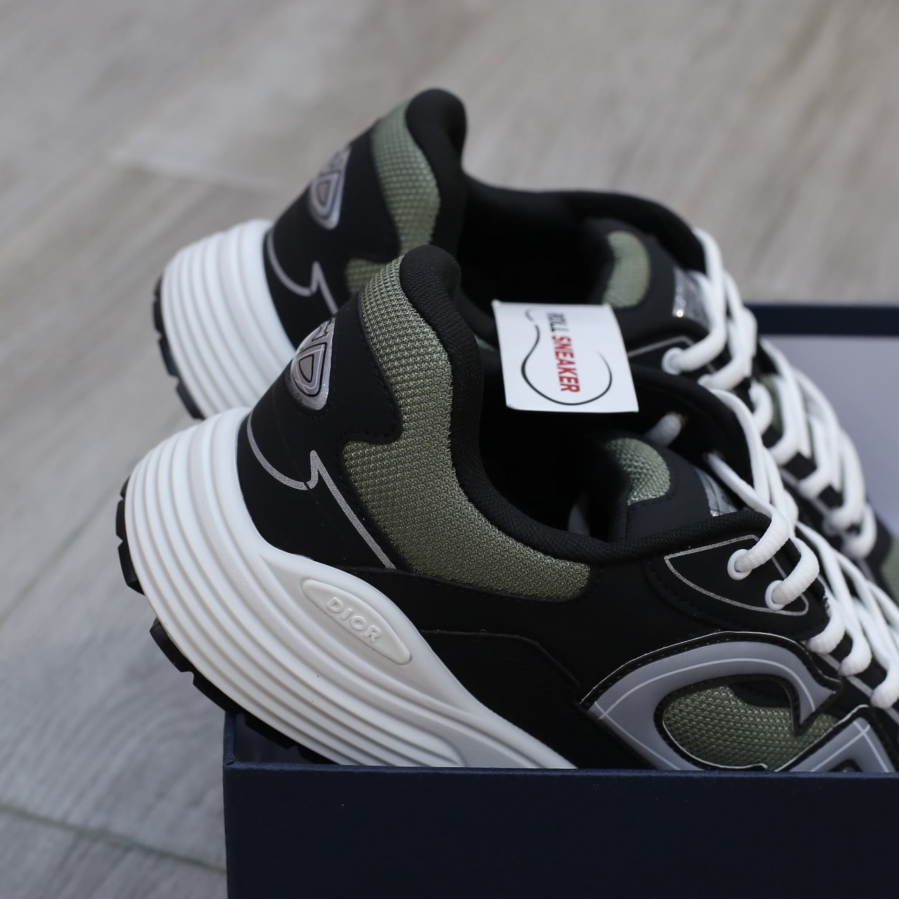 Giày Dior B30 Sneaker Deep Green Mesh and Black Technical Fabric Like Auth